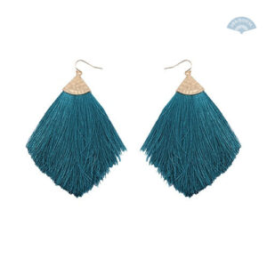 Éventail bleu avec pompon, accessoire tendance élégant