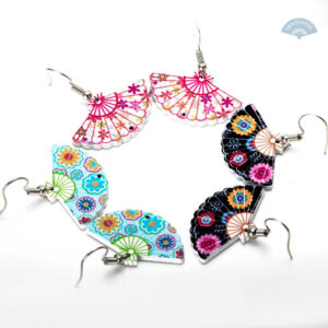 Boucles d'oreilles éventail en résine