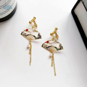 Boucles d'oreilles éventail japonaises élégantes et colorées