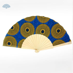 Éventail africain Ankara jaune, accessoire coloré et élégant