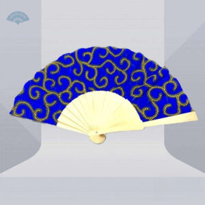 Éventail africain Ankara bleu design ancien