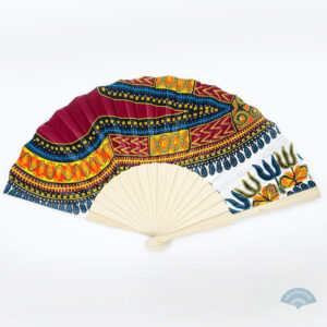 Éventail africain wax multicolore fait à la main