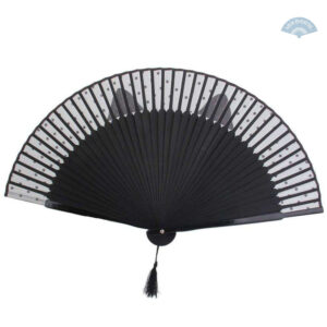 Éventail asiatique noir, design chat pour style unique