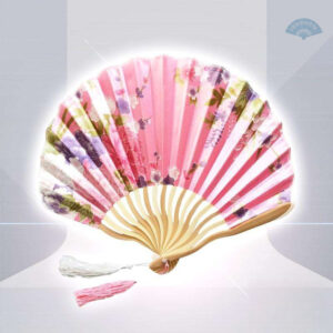 Éventail chinois rose élégant et stylisé