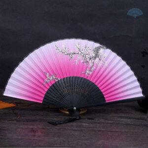 Éventail chinois rose Tao Lao, élégant et coloré