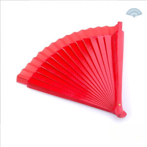 Éventail traditionnel en bois, couleur rouge vibrant