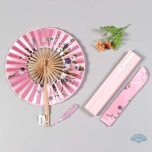 Éventail japonais rond rose Xin Tae