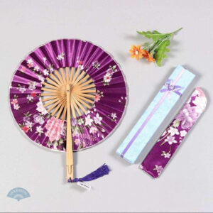 Eventail japonais rond violet Xin Tae