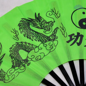 Éventail géant mural, design dragon, couleur verte