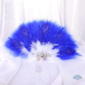 Éventail paon bleu
