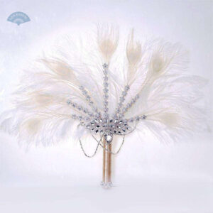 Éventail en plumes avec strass pour mariages et événements