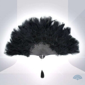 Éventail plumes noires élégant et sophistiqué
