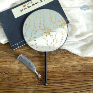 Éventail rond en soie blanche, élégant accessoire japonais