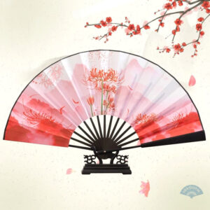 Éventail japonais rose en tissu élégant et traditionnel