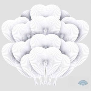Éventails mariage cœur, lot de 12 pièces