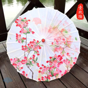 Ombrelle chinoise blanche et rose, élégante et décorative