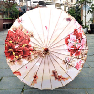 Ombrelle japonaise fleurie, élégante et colorée
