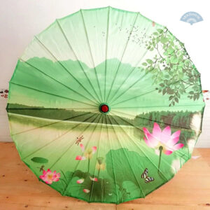 Ombrelle japonaise lotus vert, élégance et tradition réunies