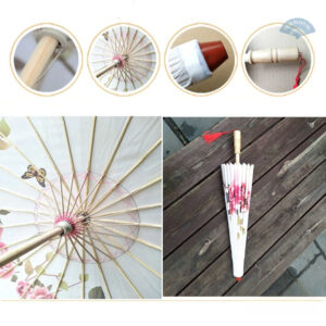 Variété d'ombrelle japonaise sakura avec motifs bleu et rose