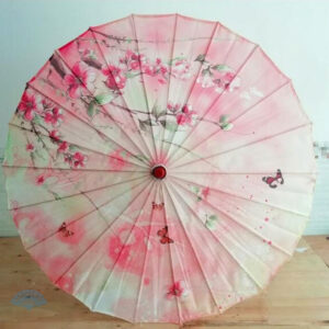 Ombrelle japonaise sakura rose ornée de fleurs délicates